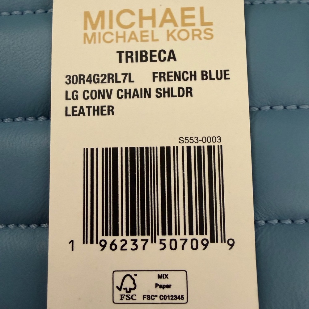 Michael Kors Quilted Blue Shoulder Bag with Gold Accents - Picture 5 of 5